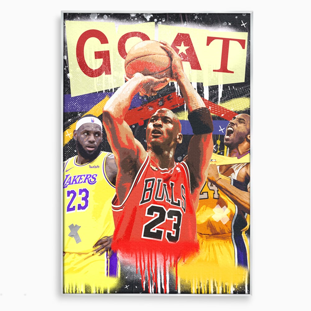 Tablou canvas cu tablou canvas cu michael jordan in actiune, in rama de aluminiu argintiu